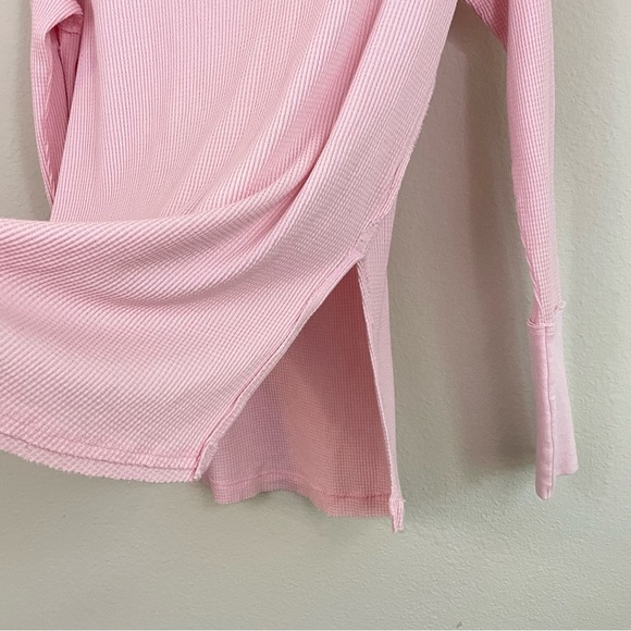 We the Free Pink Waffle Oversized Long Sleeve Slouchy Blouse Size Small - Picture 5 of 8